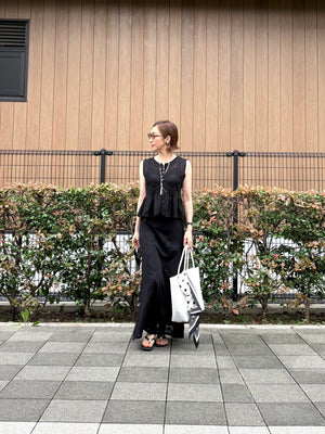 透かし編みレースニット ペプラムセットアップ