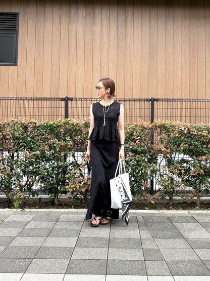 透かし編みレースニット ペプラムセットアップ