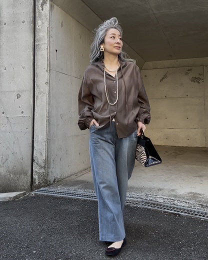 ダークブラウン シアーブラウス