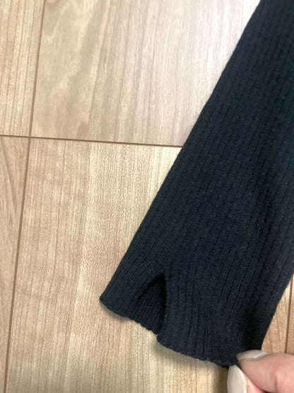 シースルー袖リブニット