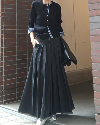 チェックコンビカフスカーディガン