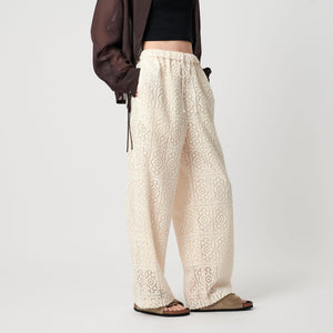 ポリエステル レースイージーパンツ