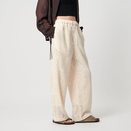 ポリエステル レースイージーパンツ
