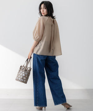 デニム ライン ワイドパンツ