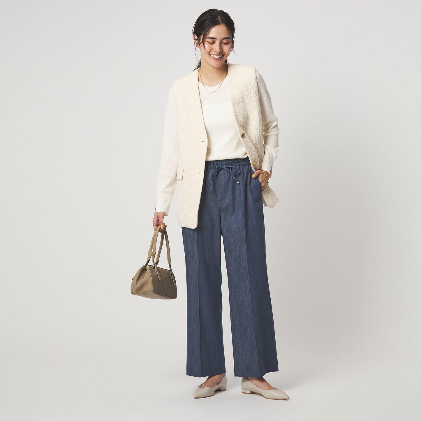 ［size SHORT/TALLあり］ニーハイフレアパンツ デニム 2 ストレッチ