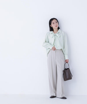 スキッパーリボンタイブラウス