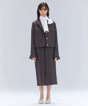 MULLIN / ウールツイードメタルボタンノーカラージャケット