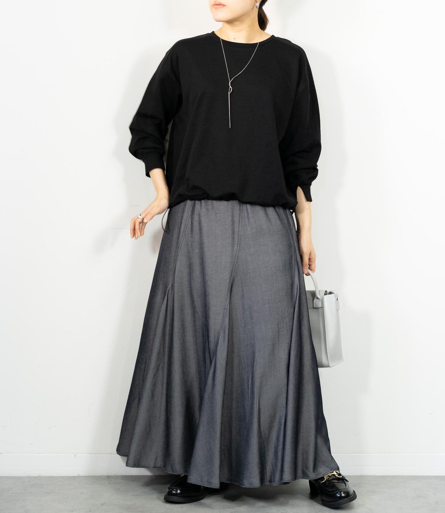 シャンブレーパネルスカート