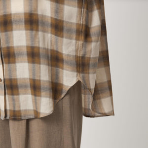 ［size SHORTあり］シアー チェック シャツ