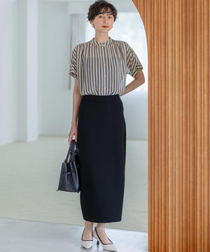 ストライププリント シフォン ブラウス