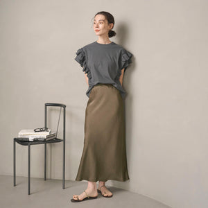 ポリエステルサテン マーメイドフレアスカート