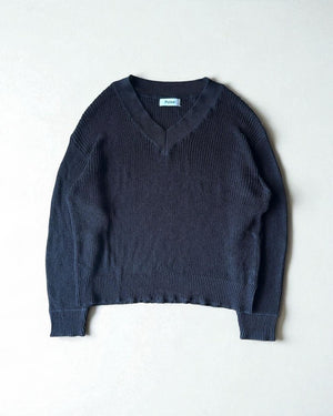 Vネックメッシュオーバーニット