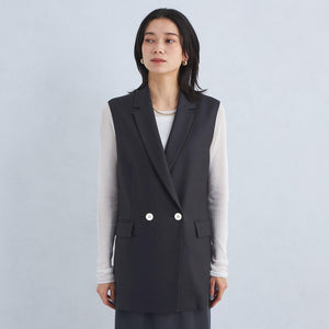 リネンライク ジレ -マシンウォッシャブル・ストレッチ-