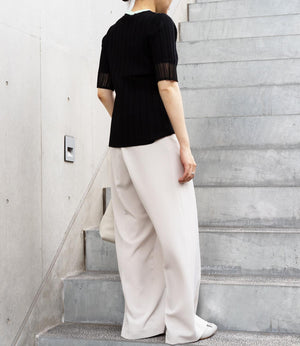 バイカラーシアースリーブスリムニット