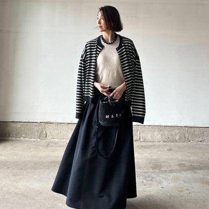 ゆったりボーダーニットカーディガン