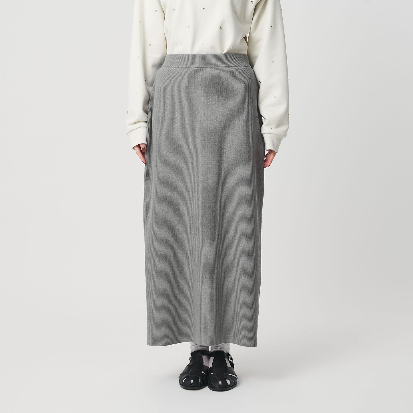 【WEB限定 Wardrobe DAILY MINIMAL】ポリエステルコットン リブニットタイトスカート ウォッシャブル