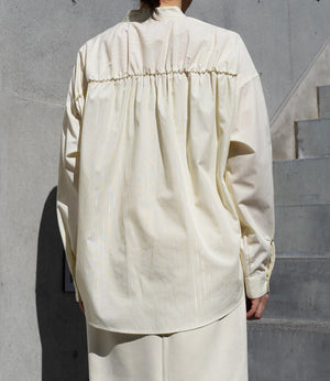 ラメストライプバッグギャザーシャツ