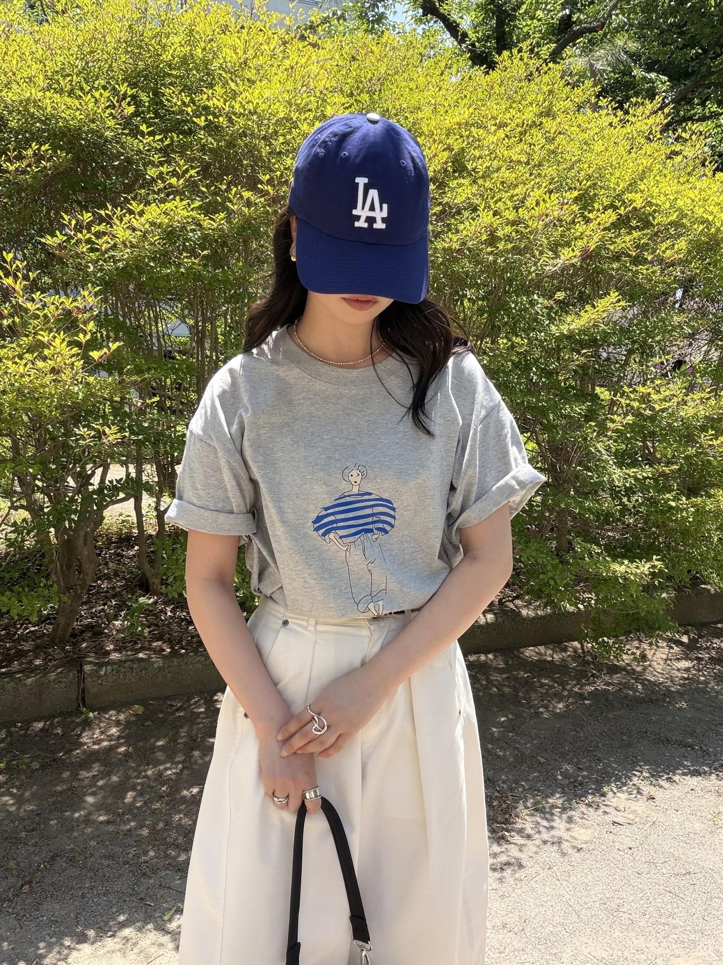 ドローイングプリントコットンTシャツ