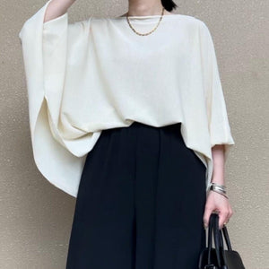 リネンざっくりニットケープ