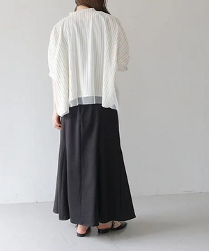 チュールレイヤードドレープブラウス