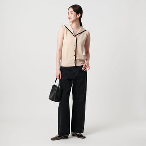 スカラップ セーラー ノースリーブ ニット ウォッシャブル