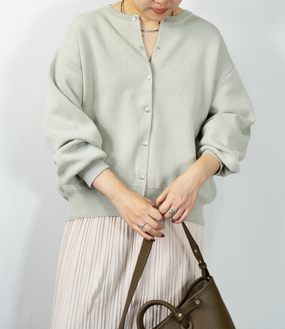 ドットボタンニットカーディガンブルゾン