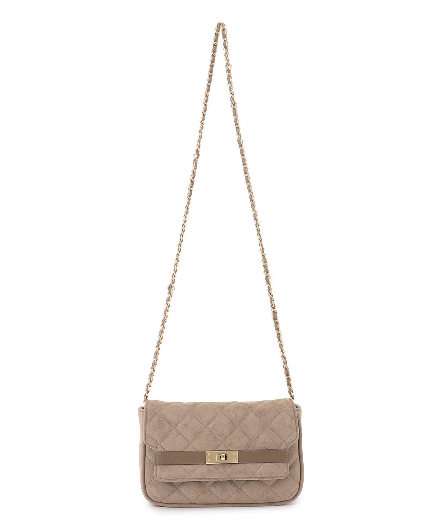 スエード キルティング ショルダーバッグ