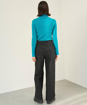 撥水 ワイドストレートデニム