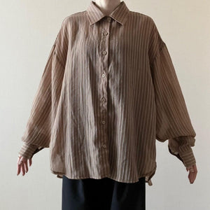シアーストライプオーバーシャツ