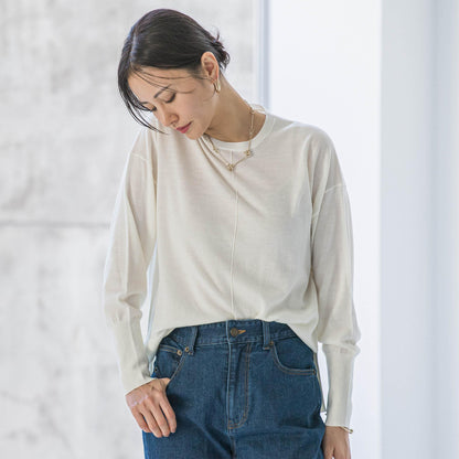 【WEB限定】ベーシックウールクルーネックニット≪洗える≫