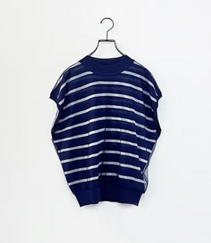 チュールレイヤードボーダーニット