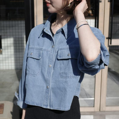 デニムクロップドシャツ