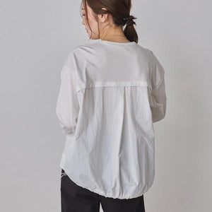 布帛ドッキングカットソー