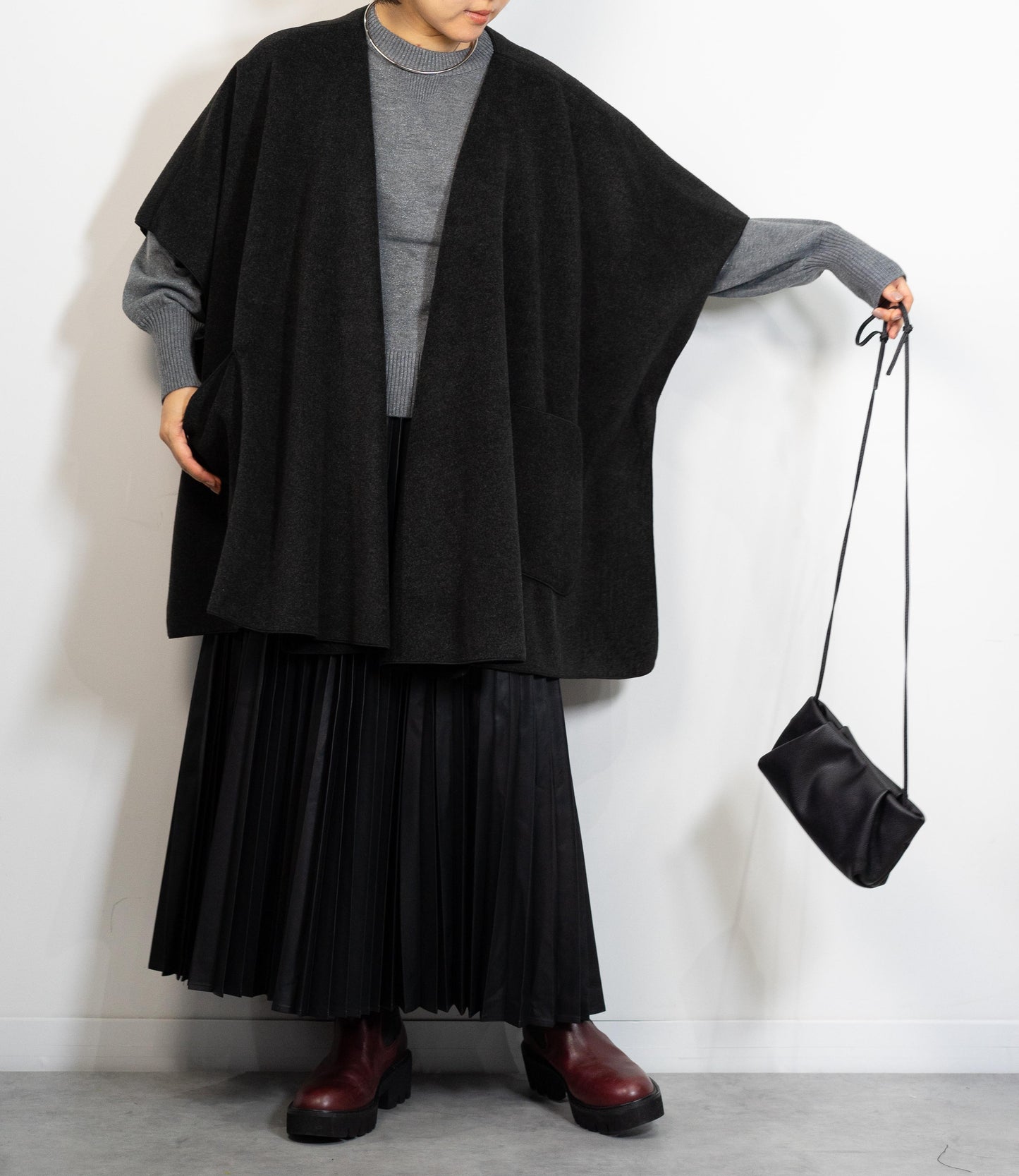 ニットパイル着流しアウター