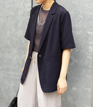 リネンライクハーフスリーブテーラードジャケット