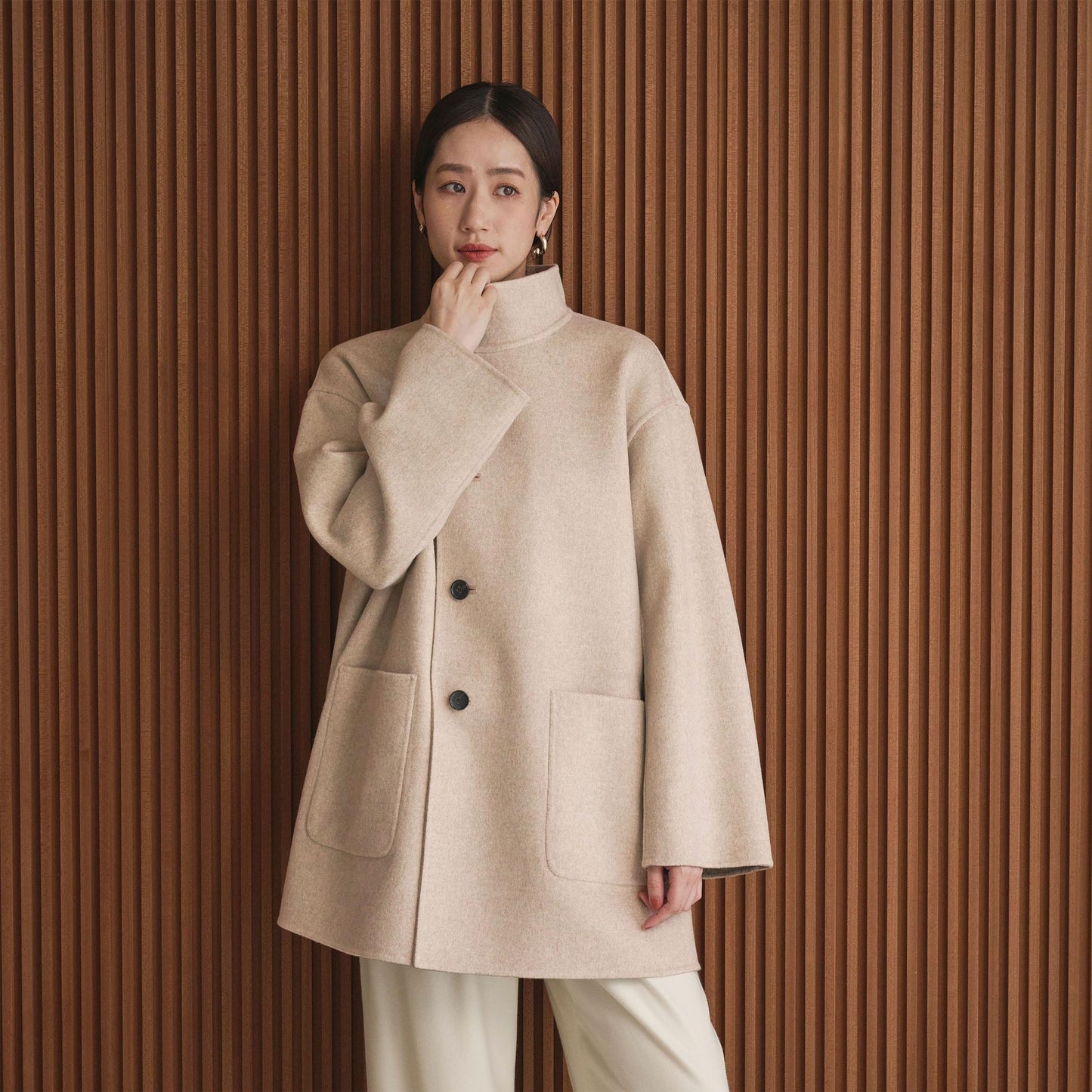 バイカラー リバー Aライン コート