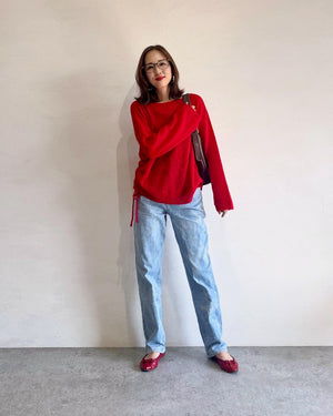 ドロストボートネックニット