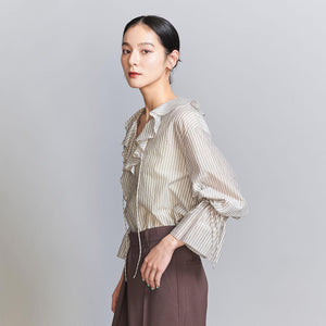 ストライプ ラッフルシャツ
