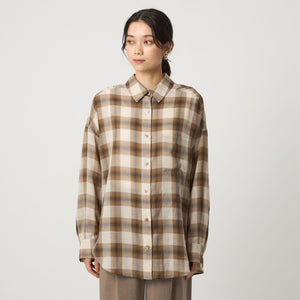 ［size SHORTあり］シアー チェック シャツ