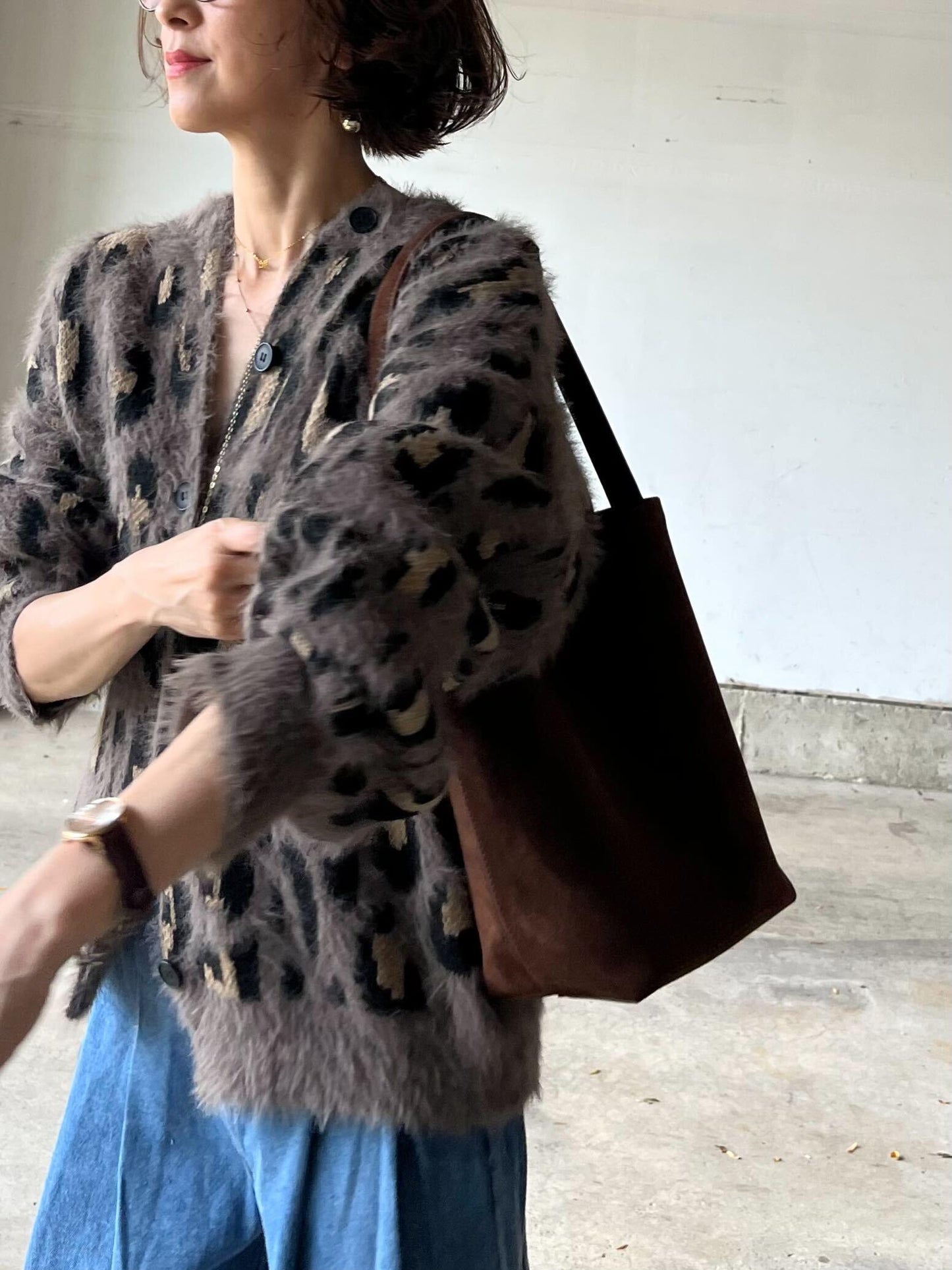 本革スエードショルダーバッグ