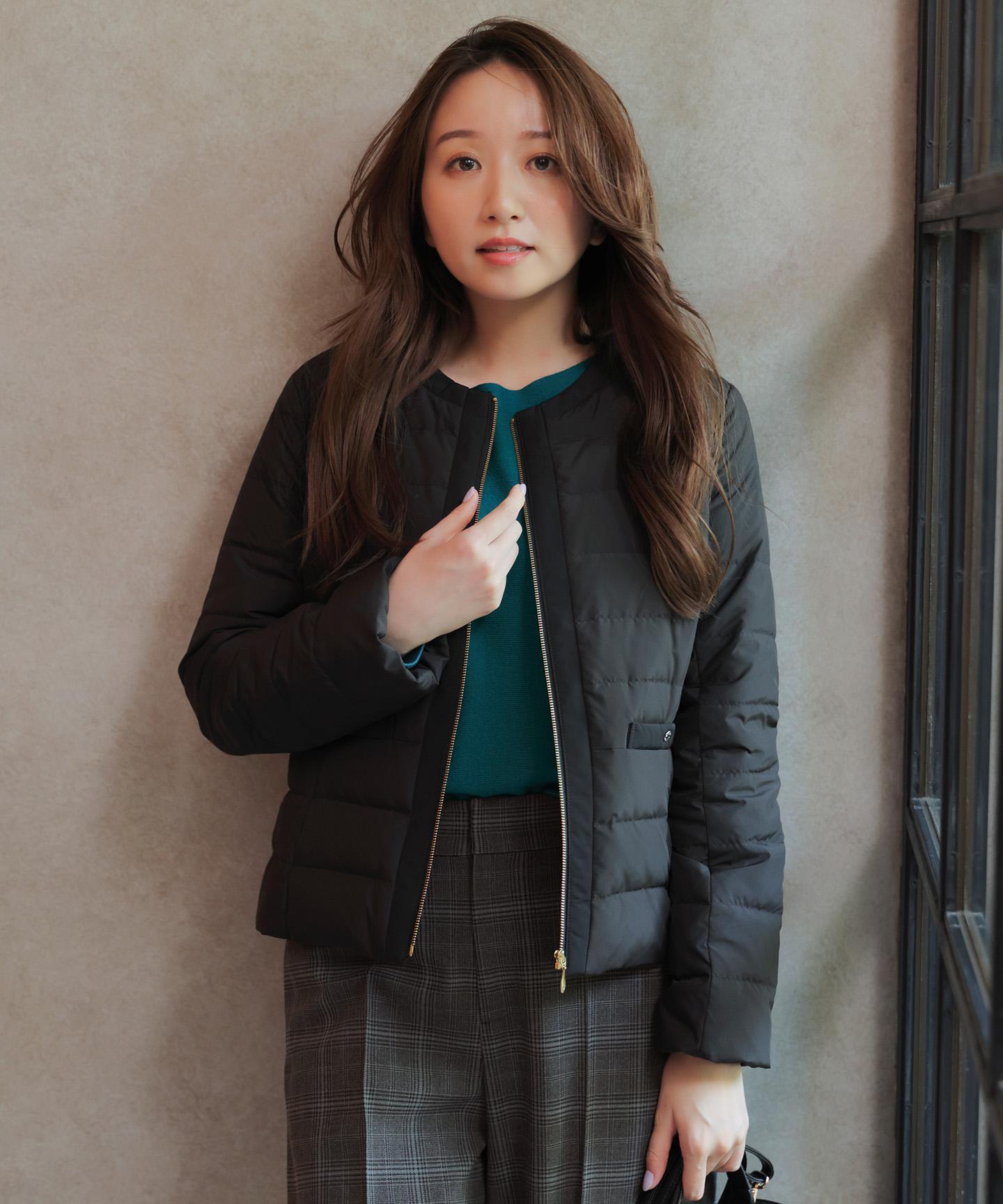 2WAYノーカラーダウン ジャケット