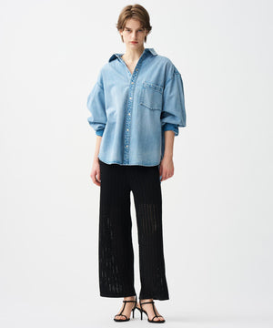 シースルーケーブルニット パンツ