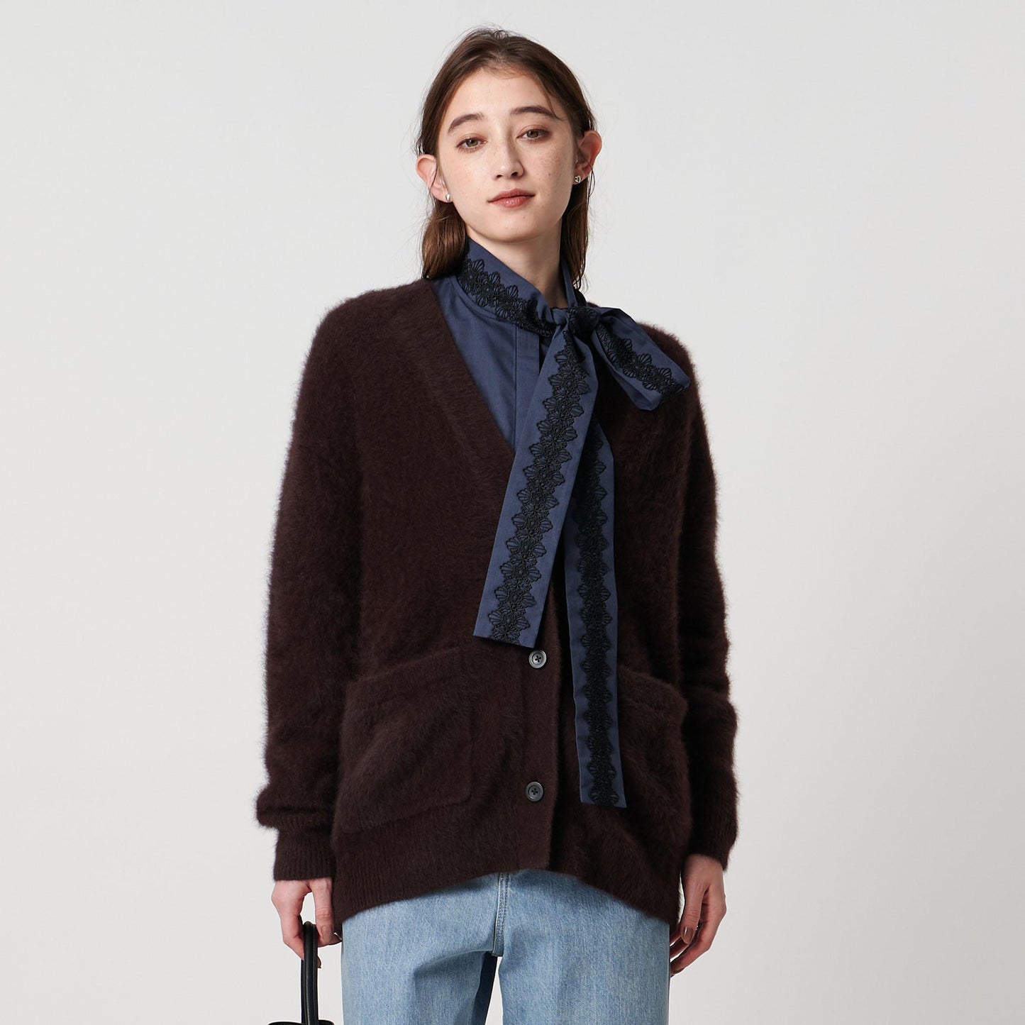 レース コンビ ボウタイ リボン ブラウス ‐ウォッシャブル‐