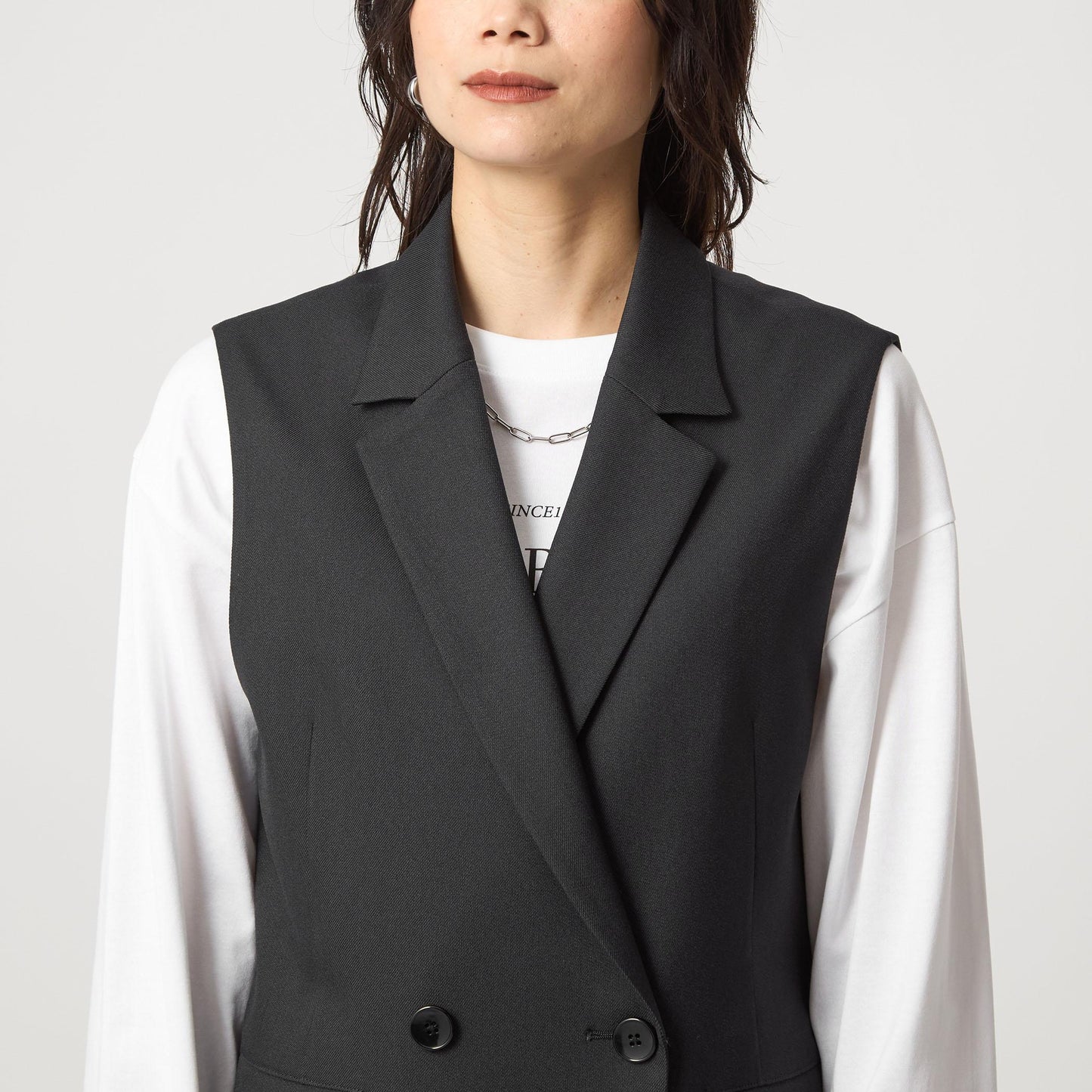 ツイードライク ジレ マシンウォッシャブル 帯電防止