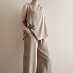 ノースリ ワイドスラックスセットアップ