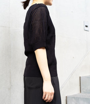 透かし柄編み5分袖ニット