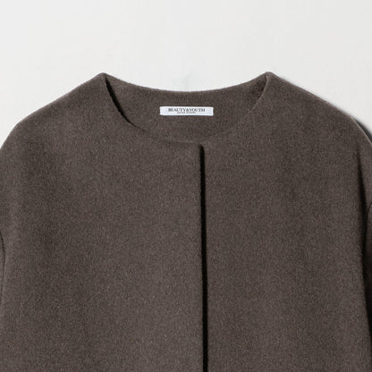 毛ナイロン ノーカラーコート