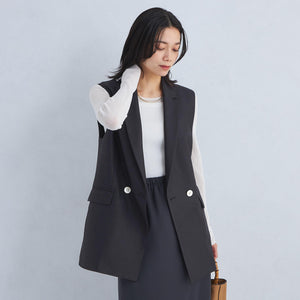 リネンライク ジレ -マシンウォッシャブル・ストレッチ-