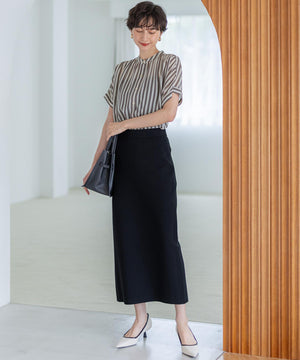 ストライププリント シフォン ブラウス