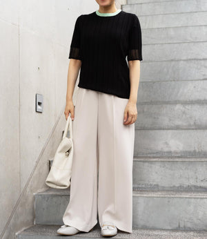 バイカラーシアースリーブスリムニット